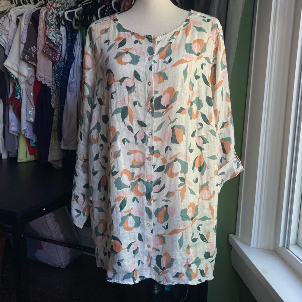 Women's Rachel Zoe  Linen tunic Blouse Top Size 2X